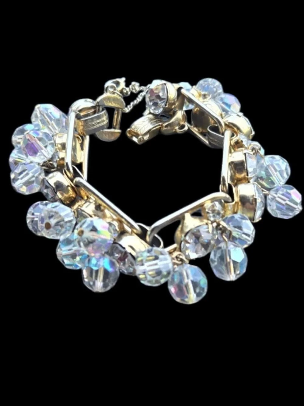 Vtg Juliana D&E Aurora Borealis Cha-Cha Dangle Bracelet #8288 Read Description